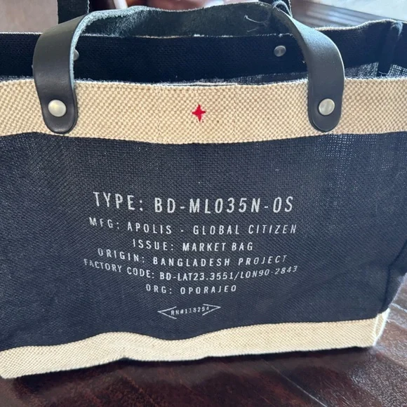 New, Apolis Black and Tan '”My Sunday Bag'” Market Bag - Picture 2 of 6